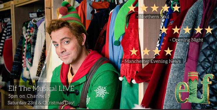 Sooo excited that I will be on your TV screens this Christmas!! <a href="/elfmusicaluk/">Elf the Musical</a> LIVE!! Will be on 5pm <a href="/channel5_tv/">Channel 5</a> and Christmas Day!!! So if you're full up after dinner and looking for something to watch. Tune into see buddy do his thing. #sparklejollytwinklejingley 😬😃❤️🎄