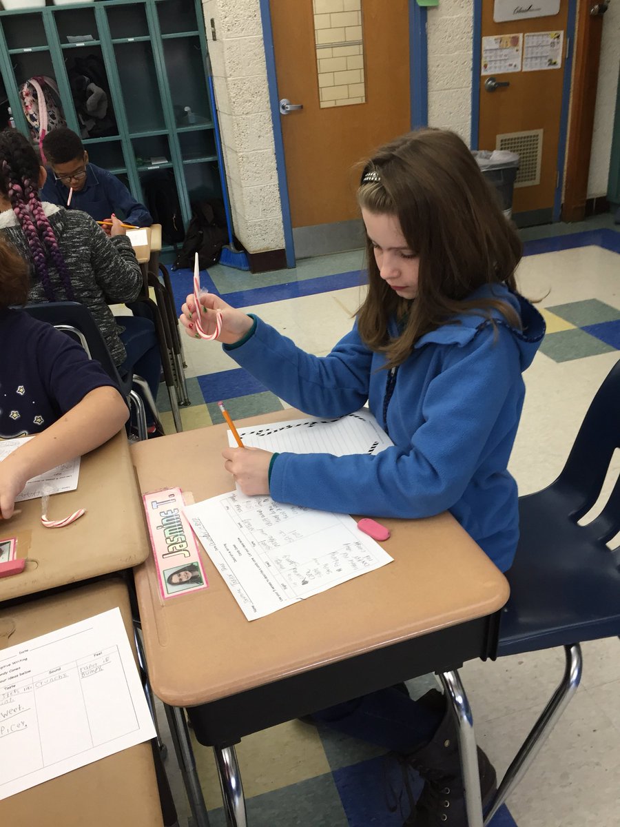 Writing a descriptive paragraph about candy canes is much easier when you have an actual candy cane for inspiration! <a href="/PLVBears/">Pleasantville Elementary</a> #polarpride