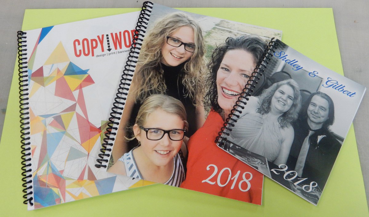 Copyworksdesign's tweet photo. Personalized Day Planners for you and/or a loved one. Great as a Christmas gift. Bring us or send us 20 photos and we will create something very unique. Only $45.00 each! 403-504-0011 donna@copyworksdesign.com - Co-op Mall on 13th Avenue #christmas #medhat #custom #uniquegift https://t.co/UbsoHfK5I9