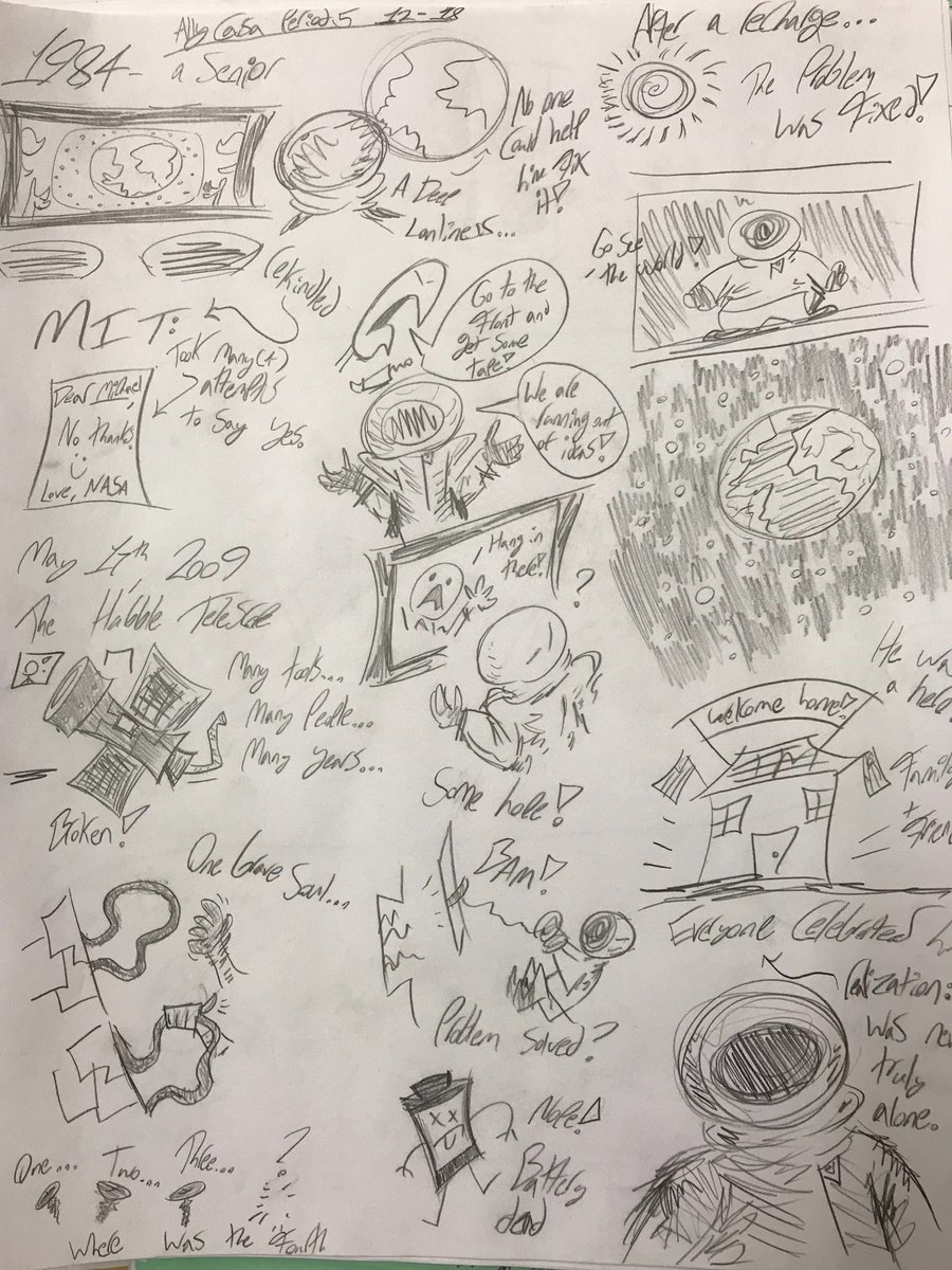 MissyNH's tweet photo. @Astro_Mike My 8th graders listened to your podcast on Moth and did some visual notetaking #motivation #mothmonday https://t.co/PJ9pPGzhvr