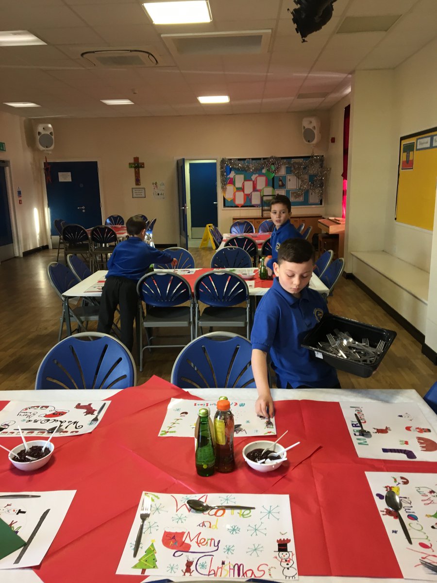 This afternoon our School Council organised our first Community Christmas. They raised money to invite people from our community into school for a Christmas Lunch and lovely company. Very proud of them all.