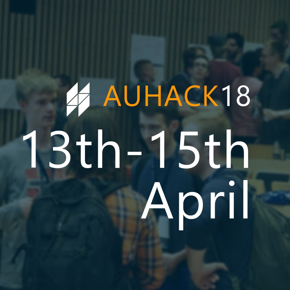AUHackAarhus's tweet photo. AUHack  is coming back in 2018, continuing the two prior years' success. Join us and 200+ attendees from the 13th to 15th of April!

Learn more at https://t.co/642OjpUILc https://t.co/uQU48Czo3y