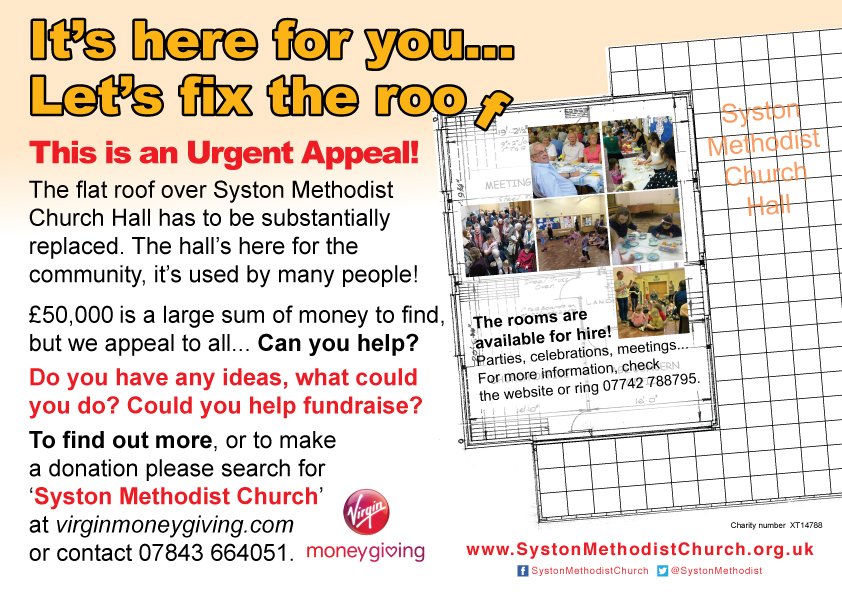 Syston <a href="/SystonMethodist/">SystonMethodists</a> Church Hall needs a helping hand... It's used by many people in and around Syston.... Can you help?