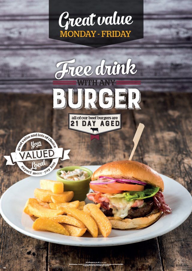 NOTINUSE_PP's tweet photo. Burger and Drink deal from Mon - Fri - Sweeeeeet at The Picture Palace. #enfieldpub #enfield https://t.co/H9lUyeSQMw