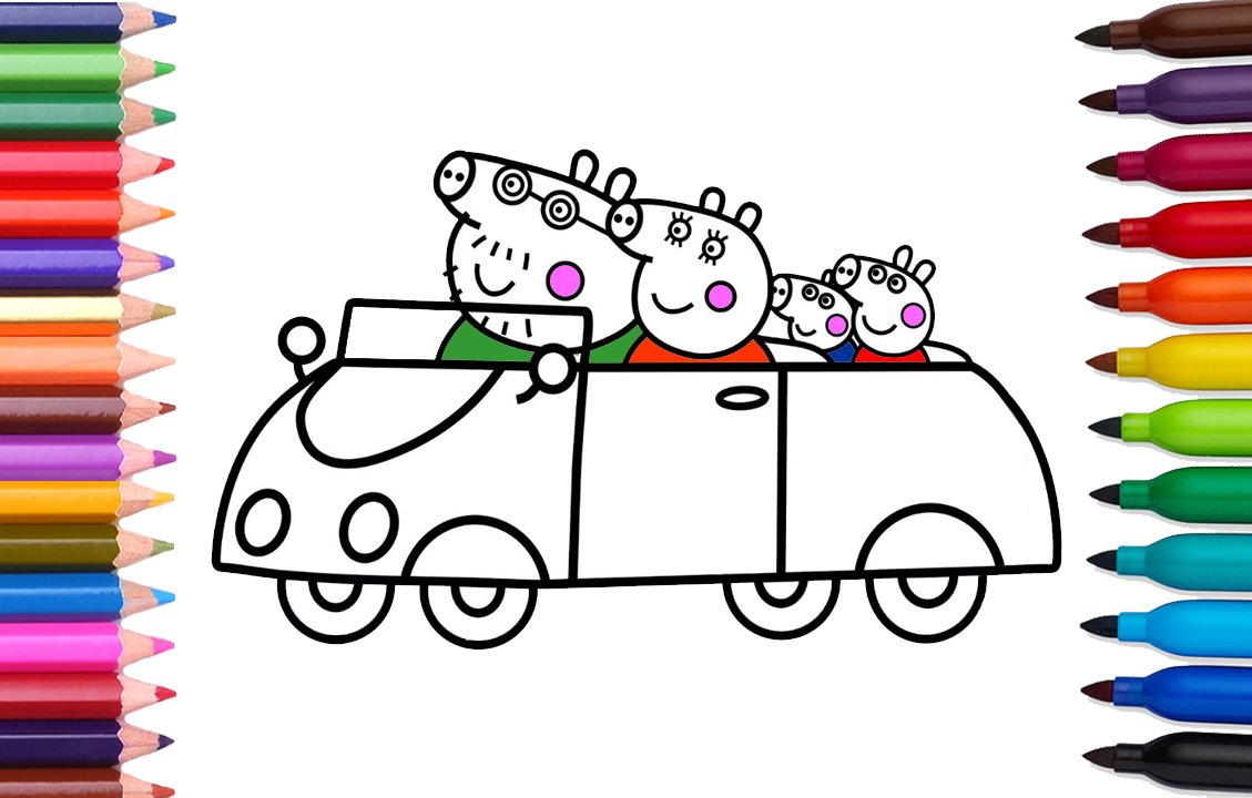 PlaytimeMagic's tweet image. How to Draw And Color Peppa Pig Family in Car | Coloring pages for kids | Learn Colors youtu.be/UsHm-3qLzHw Subscribe, Like, Share, Pin 😍