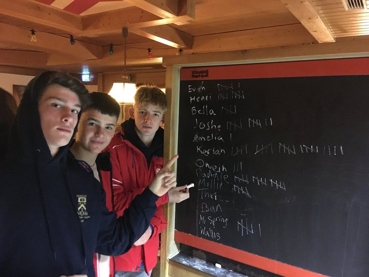 DCSSkiTrip's tweet photo. Tonight we split the group-6th form had ice cream and Remove and Vth went bowling, Austrian style #rustic #chalkboard https://t.co/Hb5KflgBwE