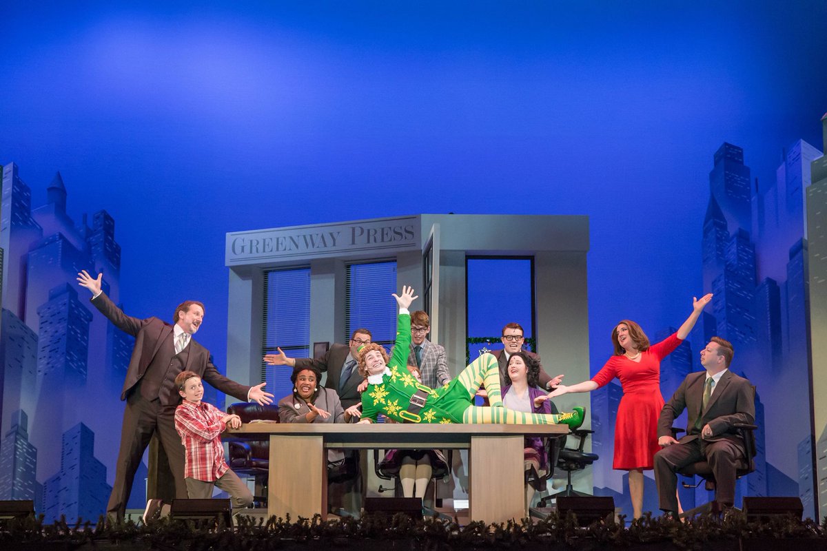 TCTCincinnati's tweet photo. It's #AnswerThePhoneLikeBuddyTheElfDay! Remembering this fun scene from last year at this time #WhatsYourFavoriteColor #tctcincinnati #ElfTheMusicalJR https://t.co/J86IgHnn9k