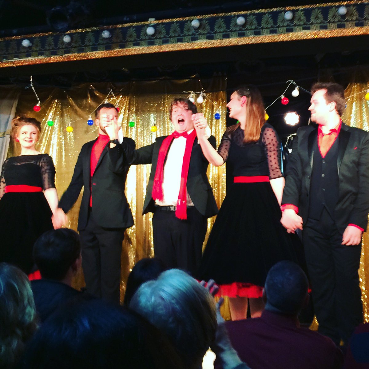 SuzyBiggs's tweet photo. Baubles deep in Christmas spirit at the All That Malarkey Camp as Christmas special 😍🎄🍷 @KingsHeadThtr https://t.co/uXDYSLsQmF