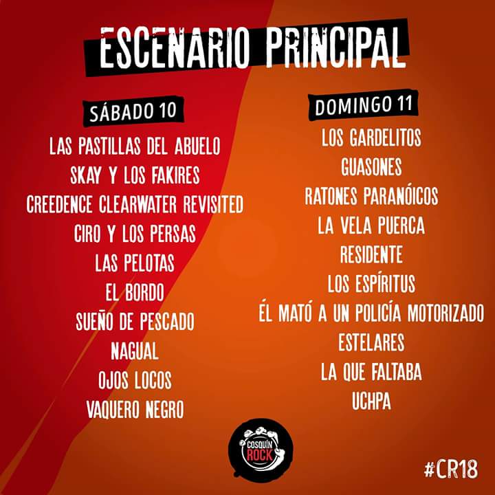 Se empieza armar el 2018:
> Domingo 04/02 <a href="/RockEnBaradero/">Rock En Baradero</a> 
> Sábado 10/02 <a href="/Cosquin_Rock/">Cosquín Rock</a>

Los dos festivales más grandes del país junto a grandes bandas!