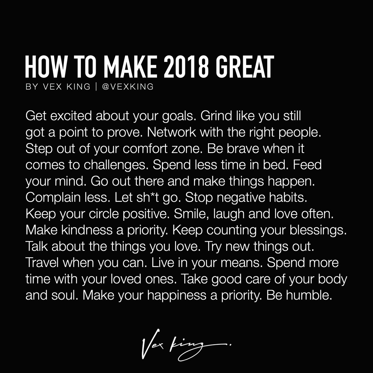 VexKing's tweet photo. Make 2018 GREAT! 💫 https://t.co/lg2NPqo5Id