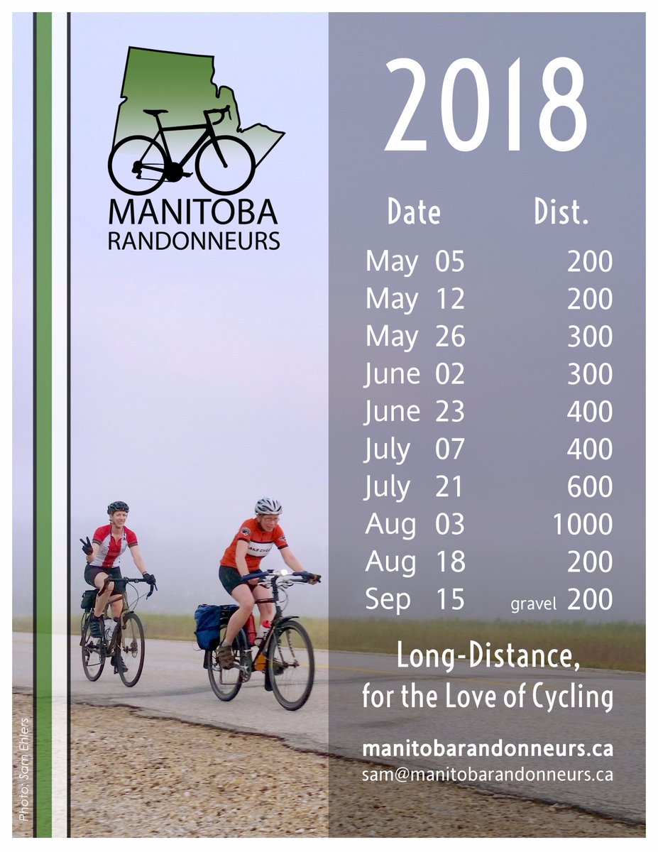 Manitoba Randonneurs 2018 Calendar is on our website! bit.ly/MBRcalndr