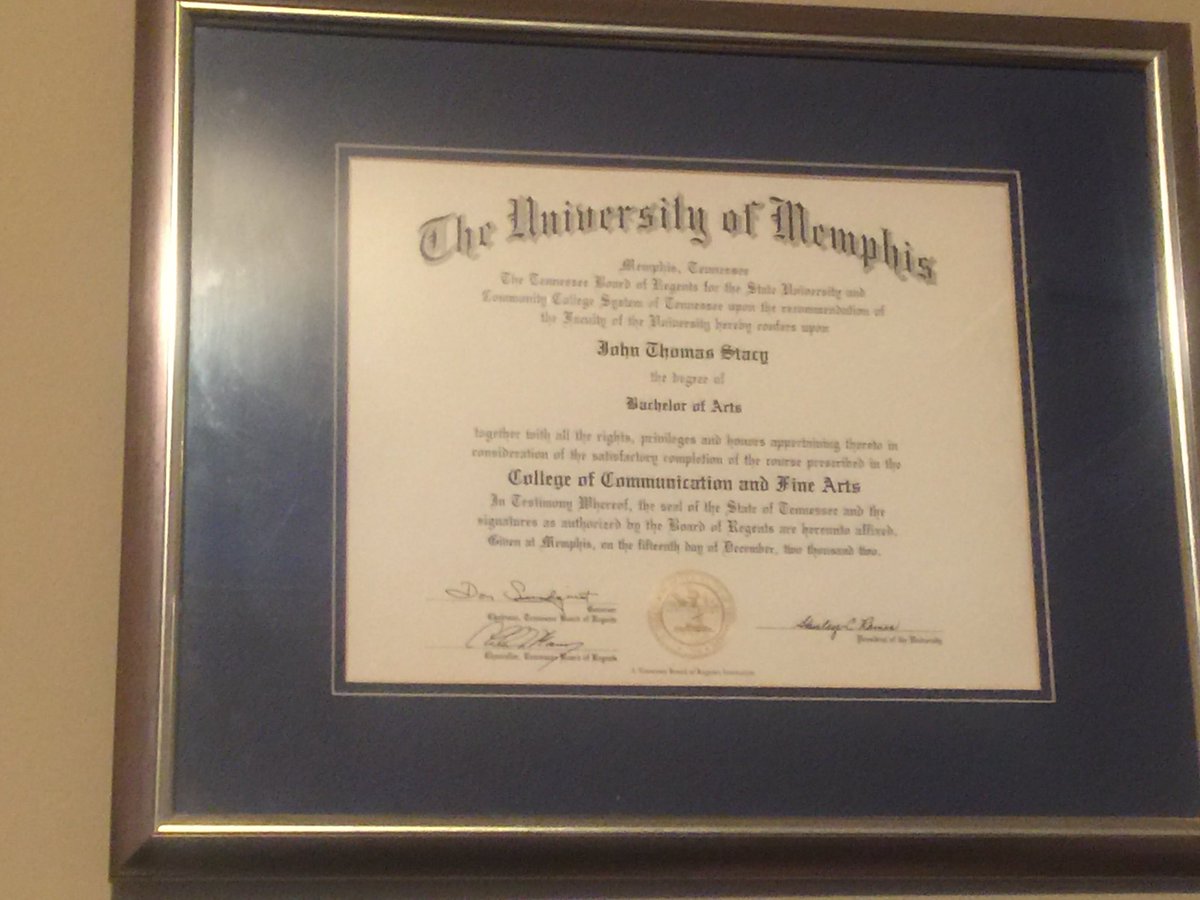 JTStacy's tweet photo. All this graduation stuff reminded me that I’m as proud of more than even @MemphisFB #BAJournalism @MemphisJRSM Class of 2002 https://t.co/2BdvDOFYFy