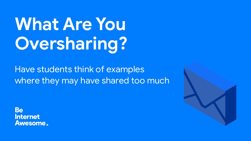 It can be easy for students to overshare. Here’s a quick #digcit activity (on p.13) to remind your students to stay smart and take a 2nd 👀 before posting. #BeInternetAwesome goo.gl/wntXQk