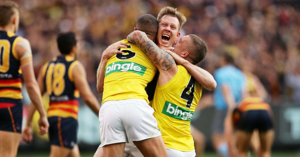 Richmond_FC's tweet photo. If you replay the 2017 AFL Grand Final at 9:41:22 on December 31st, the final siren will sound right as the clock strikes midnight.

Start off your new year right 😏🎉 https://t.co/X5Caa8RmMT