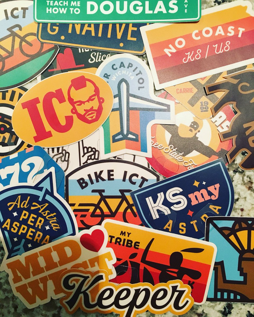 Check out these cool Wichita stickers created by @gardnerisms. You can find them all at heartlandia.com