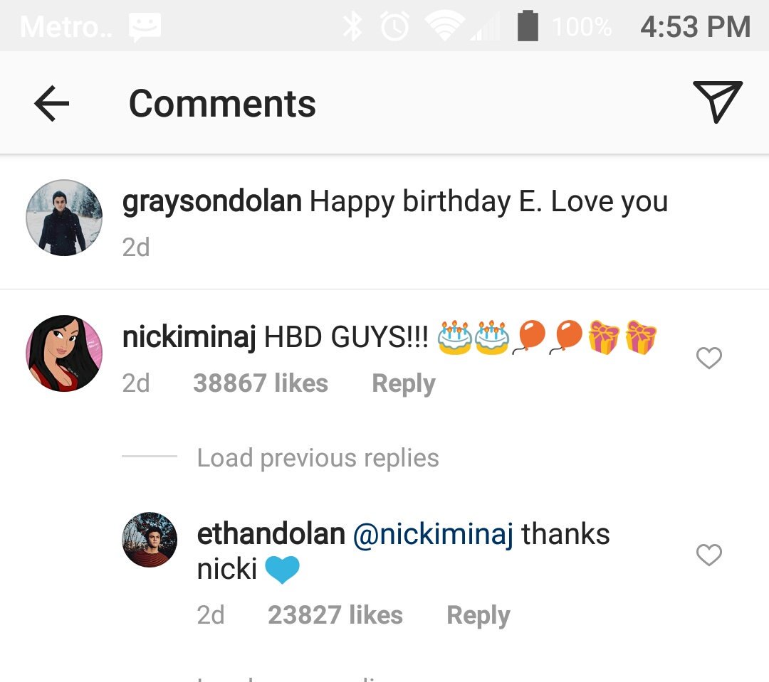 Nicki Minaj wished the Dolan twins a happy birthday, idk why I find that so cute. 