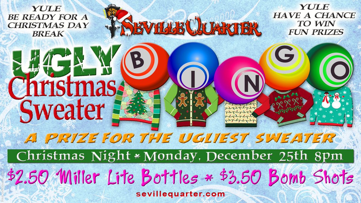 On Christmas night, we are transforming our regular Monday night Bar Bingo into a Christmas extravaganza! Join us for a ho-ho-holy night 🎅🎄 #SevilleQuarter ow.ly/OuId30hiKZ1