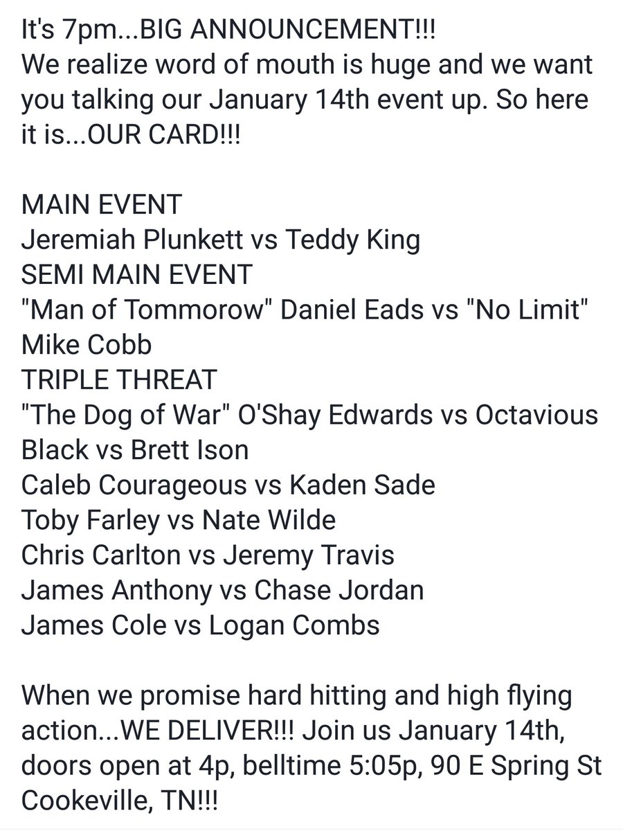 FFPWTN's tweet photo. #IndyWrestling #ProWrestling #Tennessee #supportindywrestling https://t.co/DqKr9fMPce