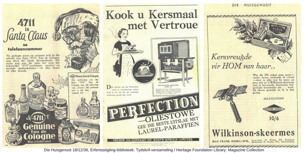 DieErfenis's tweet photo. #Kersfees in die argief: 1936 @huisgenoot -advertensies // #Christmas in the archive: 1936 advertisements in the Afrikaans magazine 'Huisgenoot' https://t.co/WvVYWorvbs