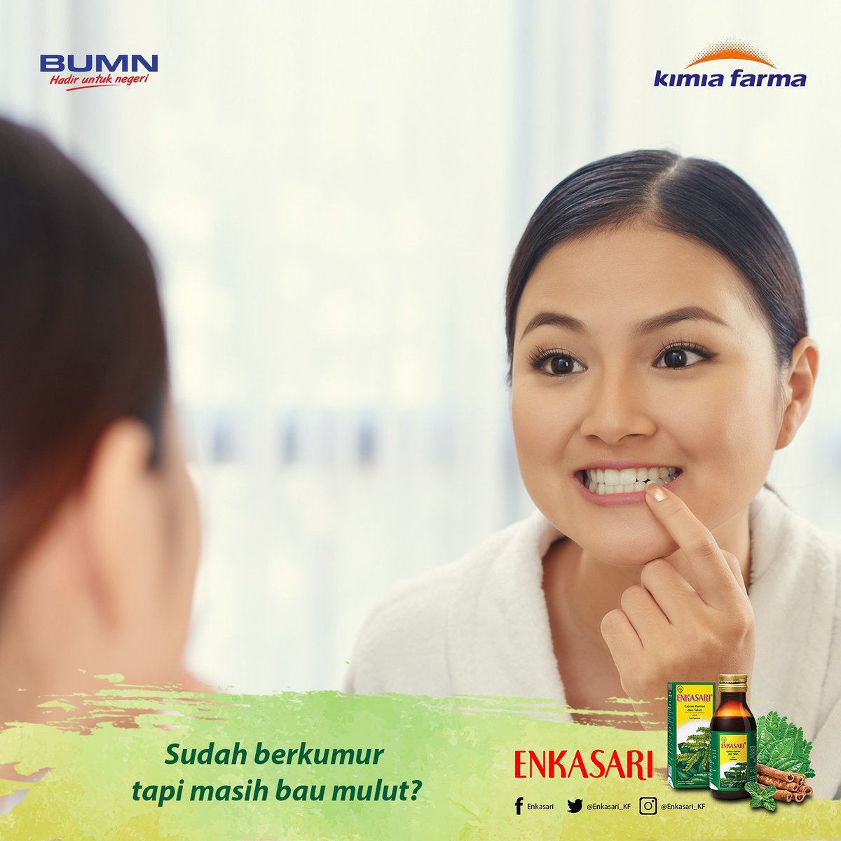 Saat rutinitas menggosok gigi dan berkumur tak cukup melawan bau tak sedap pada mulut. Bisa jadi, teknik menggosok gigi kalian belum tepat atau obat kumur kalian tidak bekerja maksimal. Obat kumur, Enkasari saja. Siap atasi masalah mulut kalian.

#MulutSehat #Enkasari