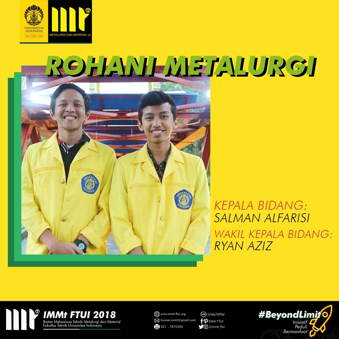 Immt Ftui 2020 On Twitter Bidang Ilmu Pengetahuan Dan Teknologi Kepala Bidang Billal Gaung Mahardika Wakil Kepala Bidang Faris Bari Issains Bidang Rohani Metalurgi Kepala Bidang Salman Alfarisi Wakil Kepala