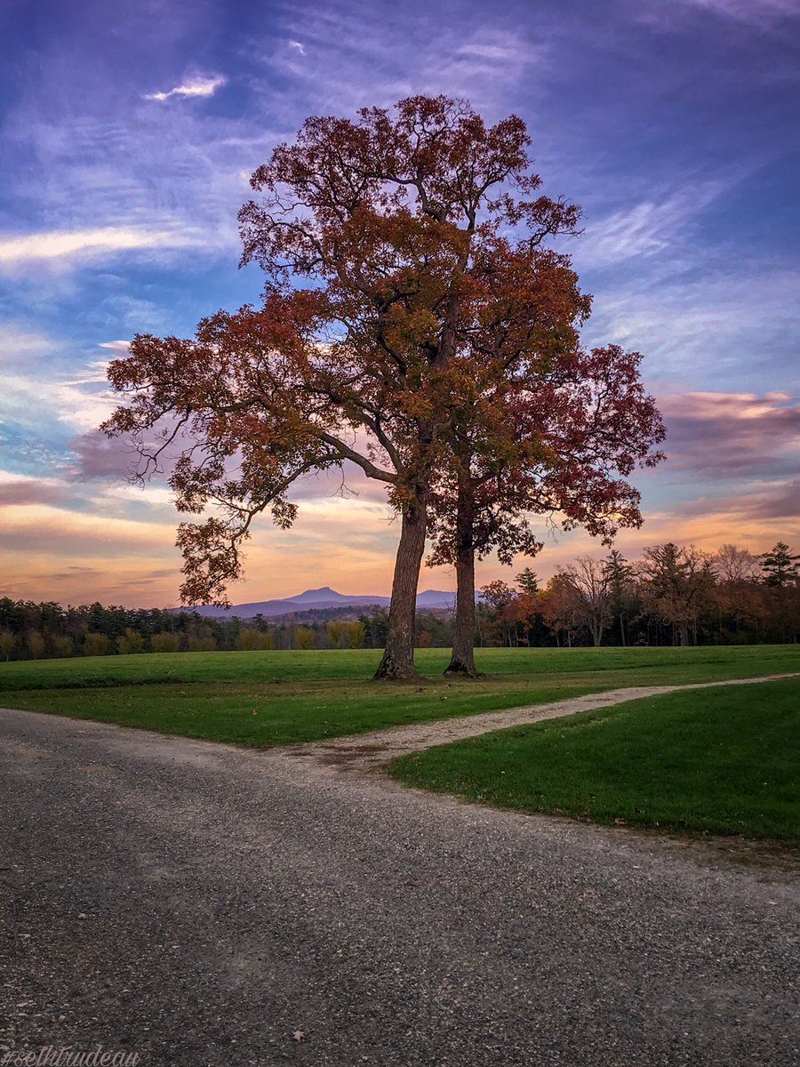 Beautiful view of #camelshump from @shelburnefarms 

#vermont #shelburne #shelburnevermont #shelburnefarms #sunset #sunsetporn #tree #newengland #skyporn #sky #sethtrudeau #photography #landscapephotography #landscape #road #beautiful #clouds #lightroommobile #outdoorphotography