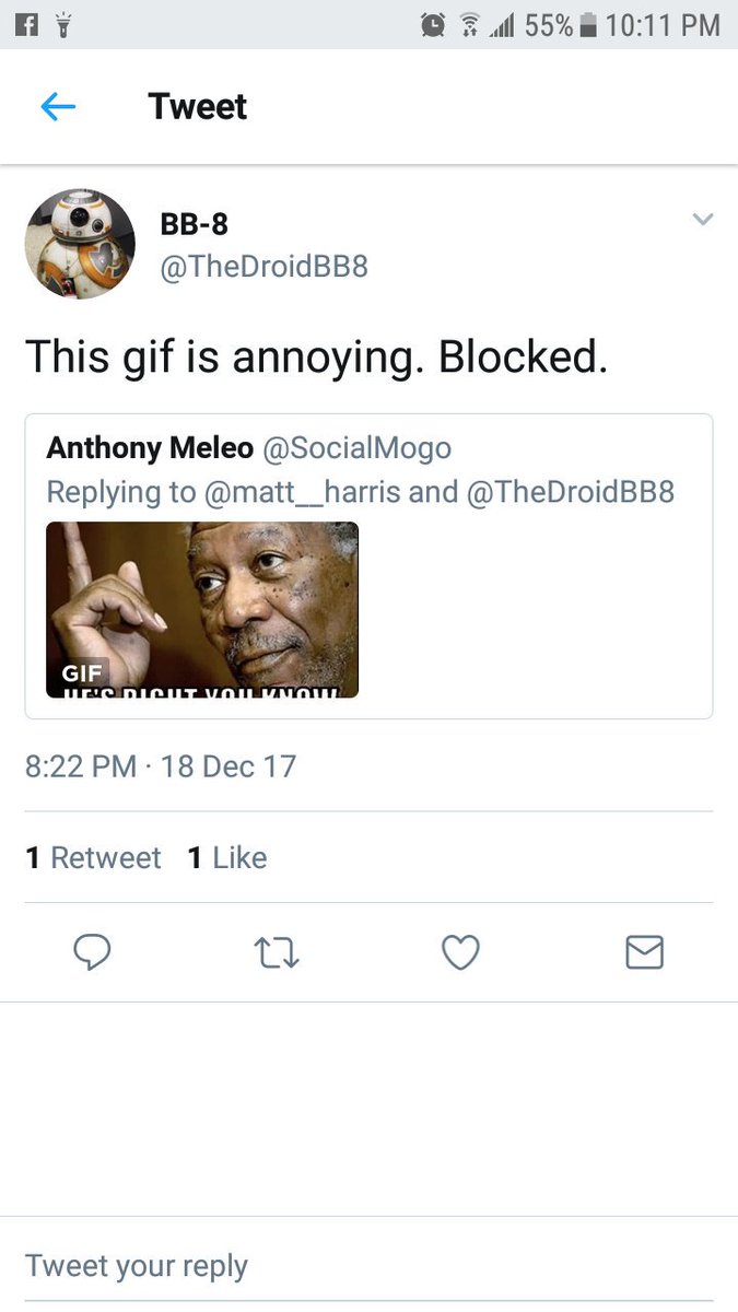 Clearly the appropriate response to disliking a gif.