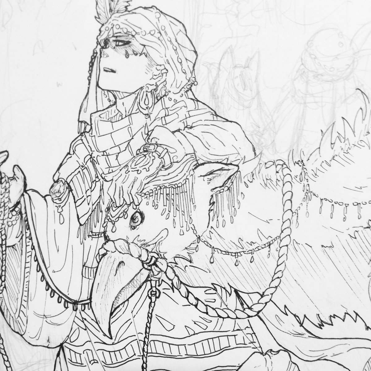 Yomiya A Twitter 今回は砂漠をテーマ描き始めたけど なんか脱線し始めてるような笑 創作 イラスト ペン画 T Co Vxdraeza7w Twitter