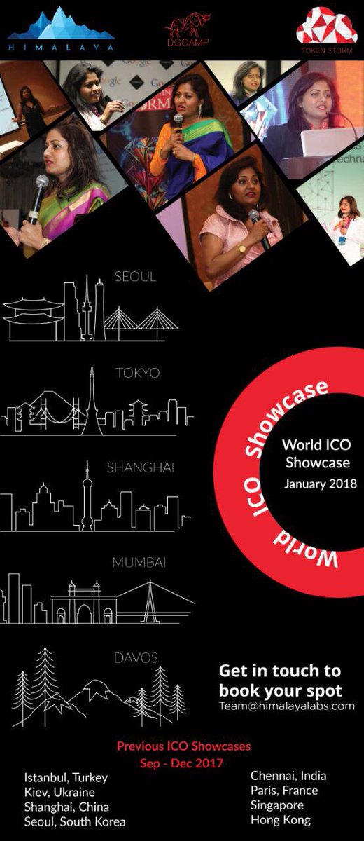 DGCAMP_ICO's tweet photo. ICOs - join us on our #WorldICOShowcase January2018 led by @CapitalCoinICO. #Cryptocurrencies #ICOs #Tokens #Blockchain #Decentralization #Bitcoin - ends at #Davos @wef 22Jan! #WorldEconomicForum Book your spot today: team@himalayalabs.com https://t.co/MeNf9i8tGx