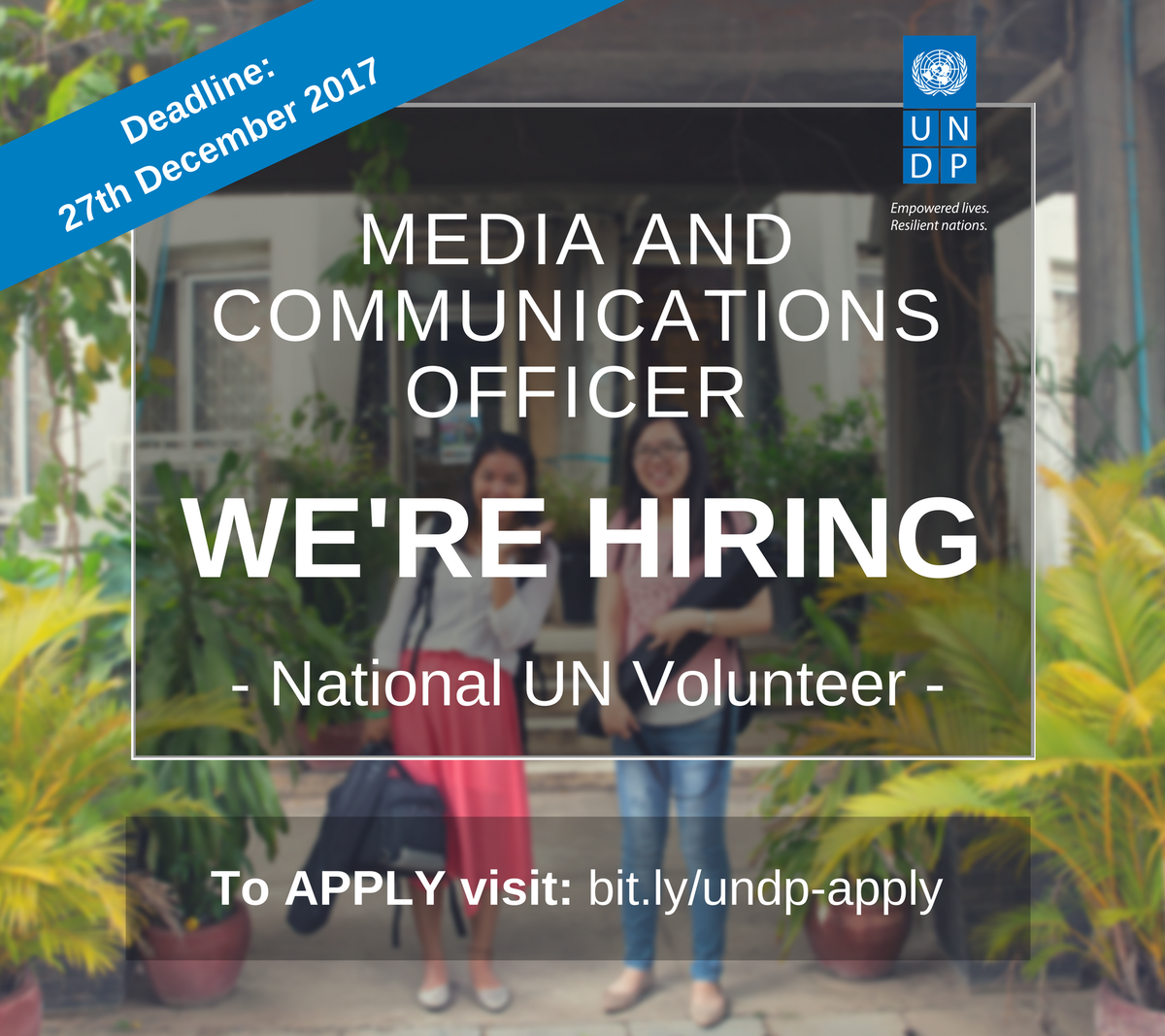 VolunteerCam's tweet photo. #Communications and #media officer for @UNDPCambodia needed. For more info, visit: https://t.co/Alh4tgK3So https://t.co/q4uCby7fq4