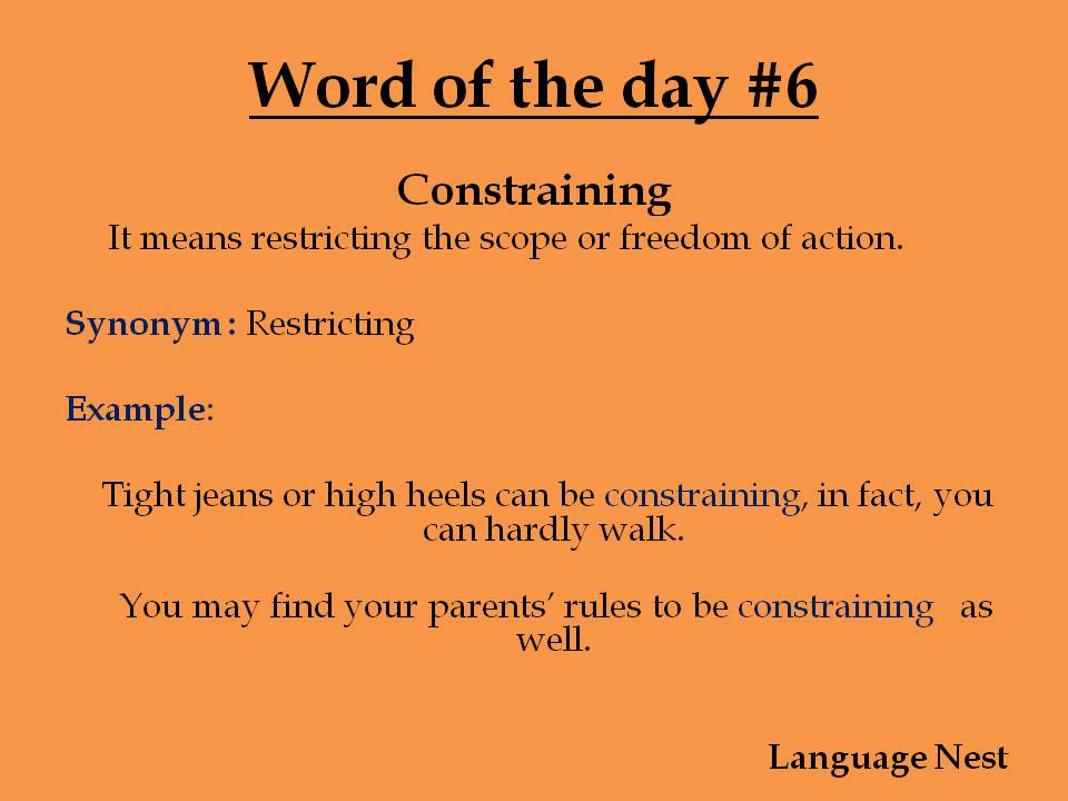 language_nest's tweet photo. #Day6 #vocabbuilding #languagenest #dailyenglish #learnonline #dailyvocab #twitterdaily #hashtaggame #contactforonlinecoaching #besteasycoaching #constraining #learnenglishinbaroda #learnwithsaniya https://t.co/AEEa40GmTa