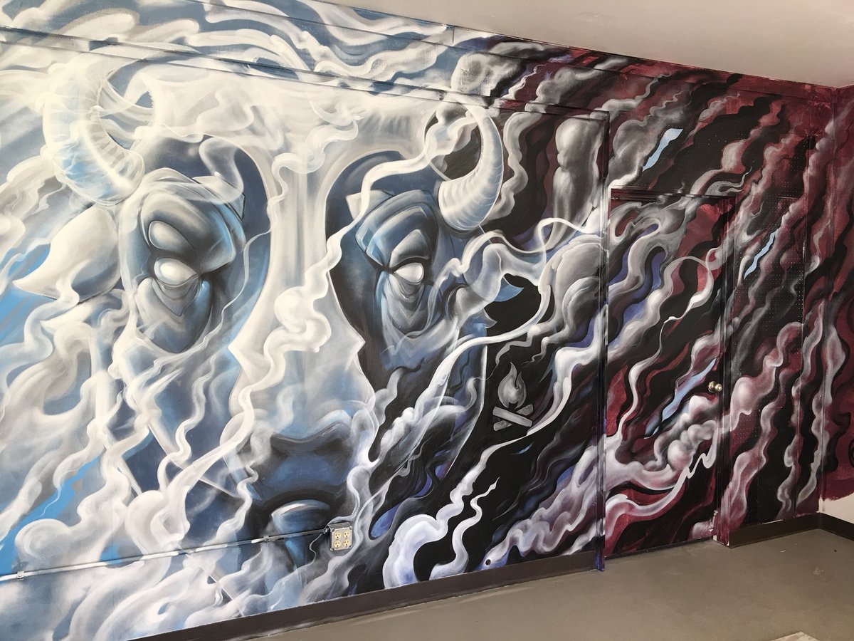 wildbuff's tweet photo. The first Buffalo is complete. A mural to honor our flagship sauce, SMOKE! Thanks @esic for all your hard work and making that wall look badass! #bbqshop #artproject #staycrafty #stayartsy #staysmokey https://t.co/1z655kuJuJ