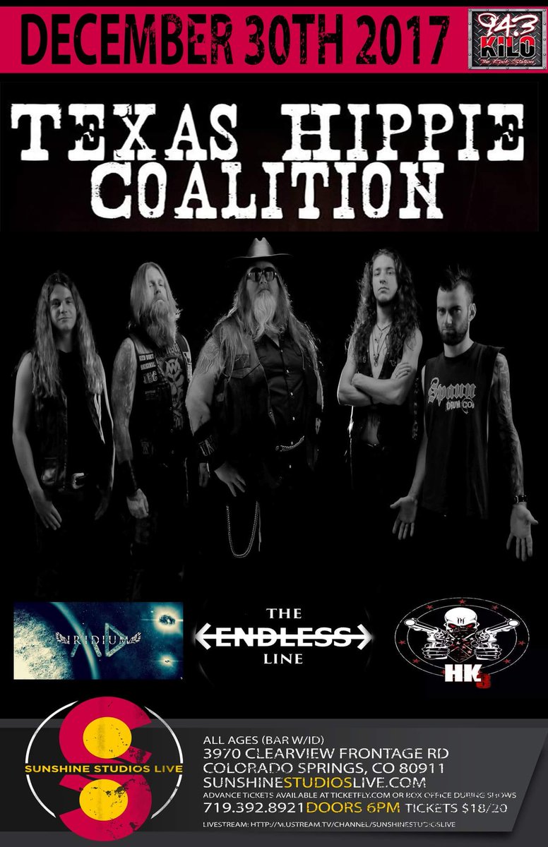 TheEndlessLine1's tweet photo. Don't forget to snag a ticket for this banger! Only a couple weeks away!
#theendlessline #iridium #hekill3 #sunshinestudios #texashippiecoalition #localmusic #719 #rock #metal https://t.co/CMJRGU2rzX