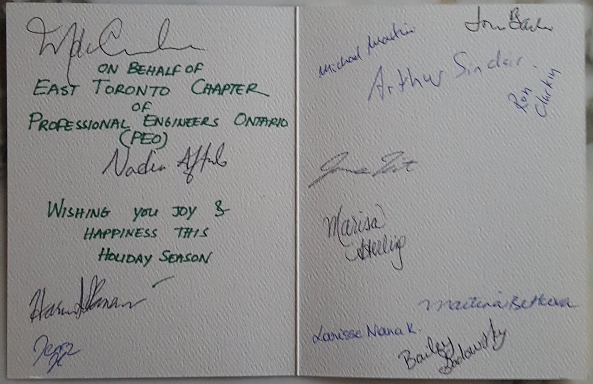 MarilynDSpink's tweet photo. How sweet to get a hand written holiday note from @EastTO_PEO today! Nice touch guys! 🎄⛄🍭🍺🦃🍷 #LeadingByExample once again. Wish you all a happy holiday season & a successful 2018! @scottygrahamCA @SpacingStore
#EngineersMatter they build cities! https://t.co/WtXJU6ruAw