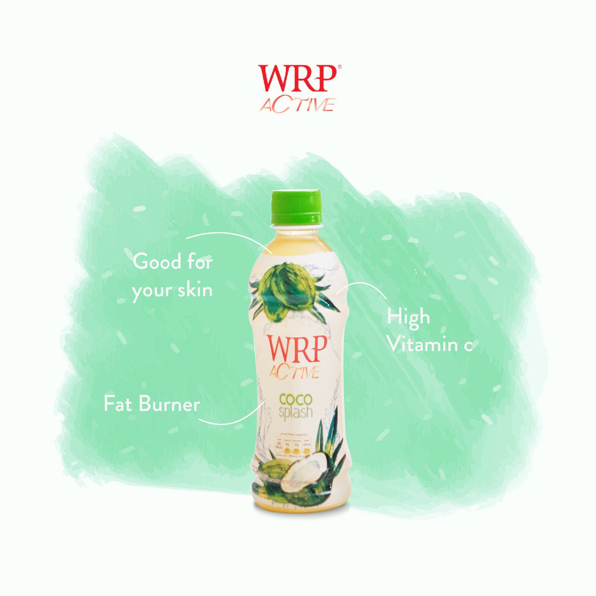 WRPindonesia's tweet photo. There's so much goodness in just one bottle. Coco Splash contains coconut water, which is good for your skin and for detoxification, rich vitamin C, and also Fat Burner to help you stay in shape. #wrpactive #alwaysactive #cocosplash https://t.co/CqEOaRaHCL