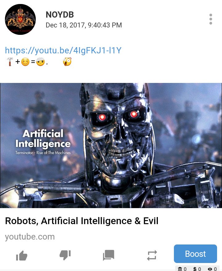 HankLindy's tweet photo. https://t.co/BSWxO4Jx9a
ROBOTICS ARTIFICIAL INTELLIGENCE AND EVIL https://t.co/TzLouW5LVa