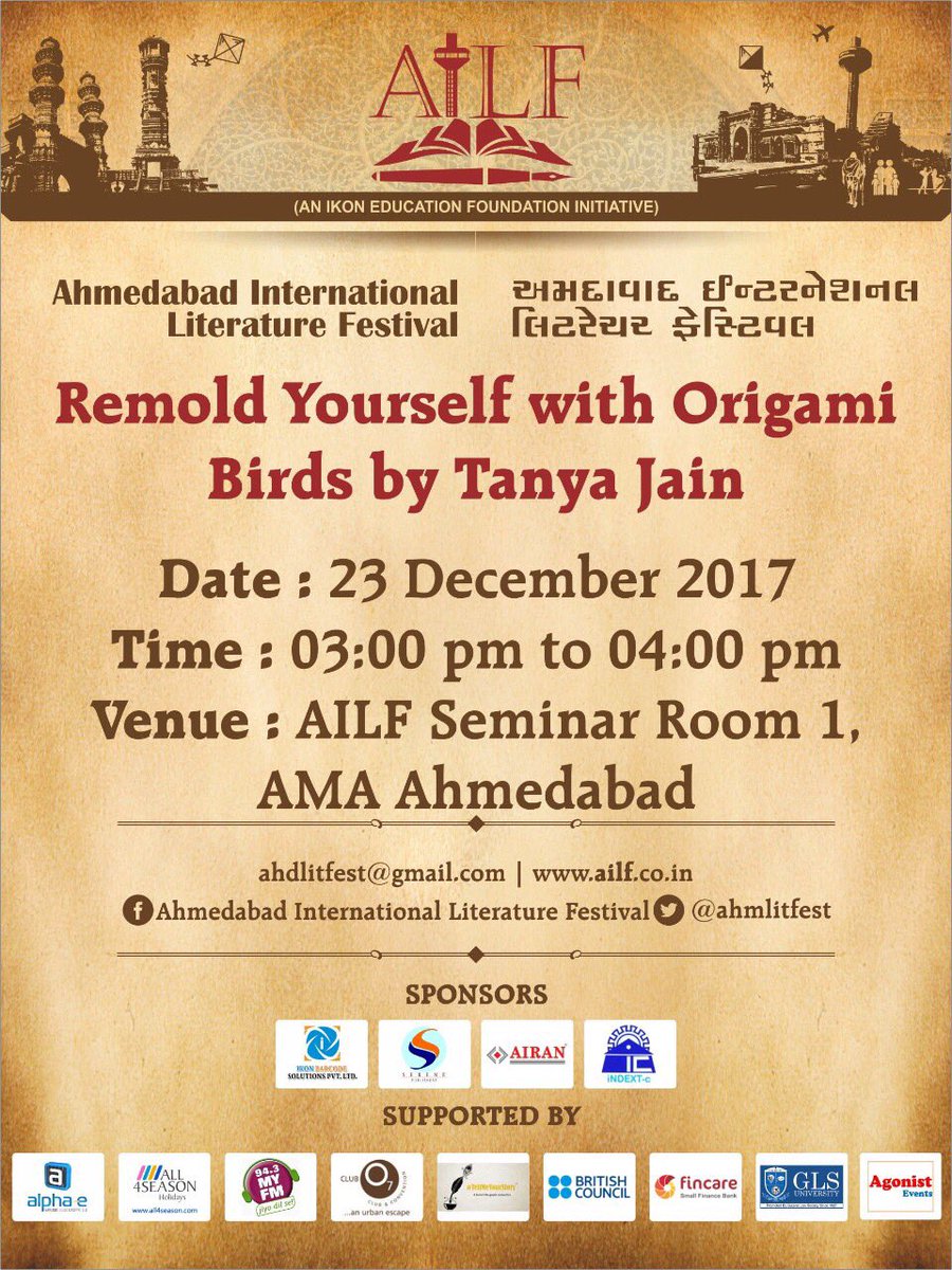 AhmLitFest's tweet photo. #ahmedabadliteraturefestival #speaker #topic #amaahmedabad #ailf2017 https://t.co/0PeLnA88xL