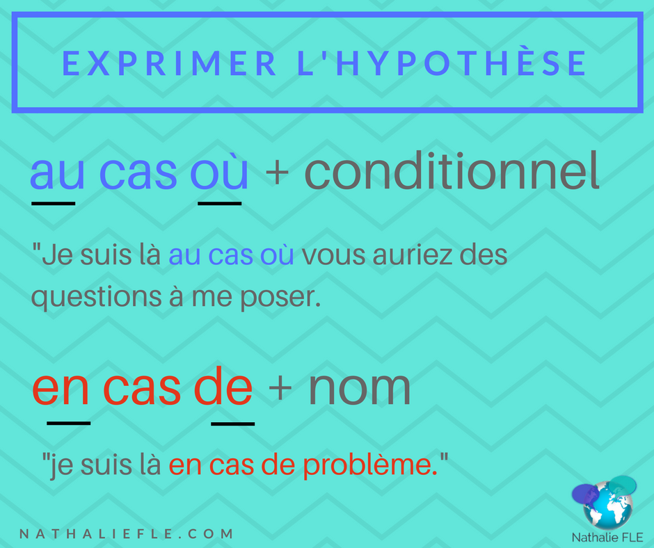Nathalie FLE على تويتر "Hypothèse au cas où + conditionnel / en cas