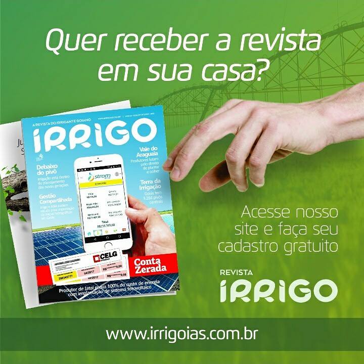 irrigoias's tweet photo. Em 2018 a Revista Irrigo passa a ser trimestral e para que você receba a edição impressa, gratuitamente, na sua casa ou no seu escritório, basta preencher o cadastro em nosso site: https://t.co/Kqj7Yc6dbw #agronegócio #irrigação #jornalismorural https://t.co/bLbMSUS6uH
