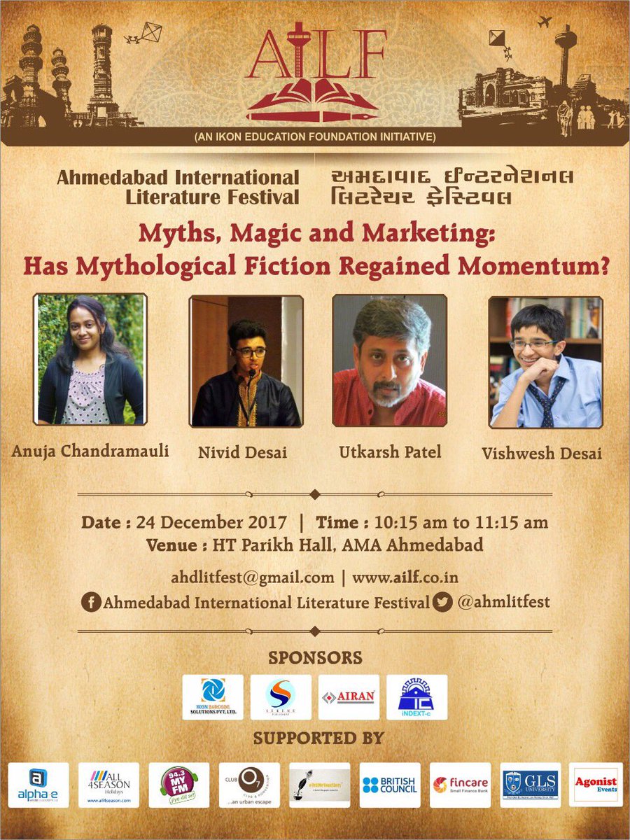 AhmLitFest's tweet photo. #ahmedabadliteraturefestival #speakers #amaahmedabad #ailf2017 https://t.co/g3aij2RFCG