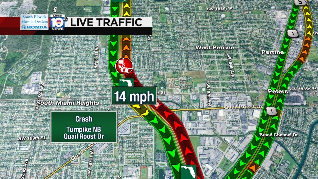 Crash on Turnpike NB at Quail Roost Dr #traffic https://t.co/PLfD1XBJe1