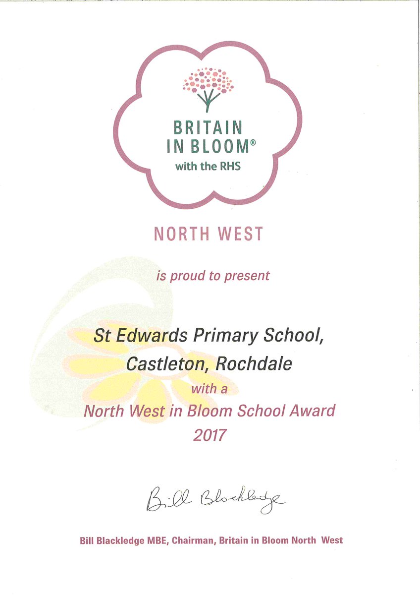 stedwardsce's tweet photo. We have had a lovely surprise in the post this morning. We have received a North West in Bloom Award. Well done to everyone involved 👏😀 @rochdaleinbloom @RHSBloom  @EcoSchools https://t.co/GUMoCjIfeR