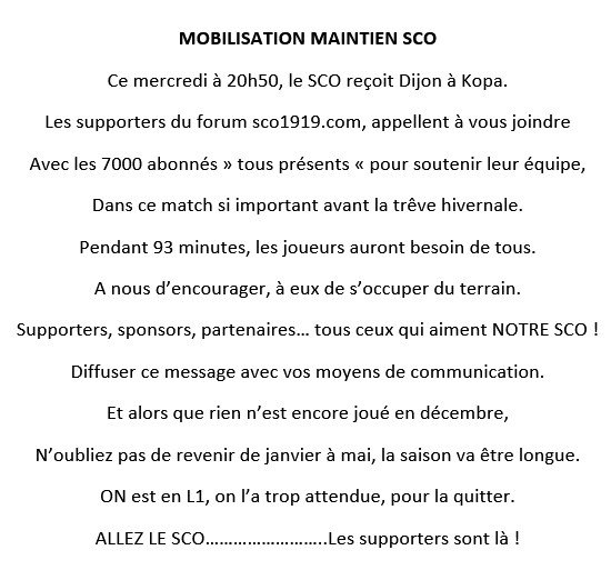 MOBILISATION SCO de TOUS, SVP MERCI,diffusion écrite presse,internet, affichage mairie,bus <a href="/SCO_1919/">Site & Forum SCO1919</a> <a href="/AngersSCO/">Angers SCO</a> @SadSaidchabane <a href="/CentcravatesSco/">Cent Cravates SCO</a> <a href="/ChristopheBechu/">Christophe Béchu</a> @KeolisAngers <a href="/courrierouest/">Le Courrier de l'Ouest</a> <a href="/OuestFrance/">Ouest-France</a> <a href="/manuandisa/">Emmanuel Esseul</a> @Galinat   <a href="/gildascrozon/">Gildas Crozon</a> <a href="/BosseQuentin/">Quentin Bossé</a> <a href="/johanrigaud/">johan rigaud</a> <a href="/LardeuxT/">Lardeux Thierry</a>