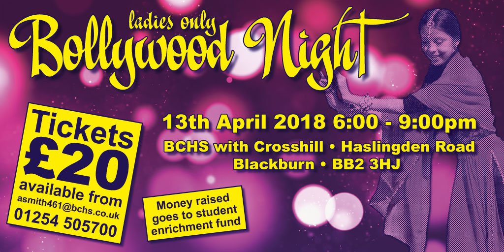 BCHS_uk's tweet photo. Ladies only Bollywood Night coming 13th April 2018. Book your place now to avoid disappointment. Phone 01254 50700 or email asmith461@bchs.co.uk to reserve your place! https://t.co/abajumvufZ