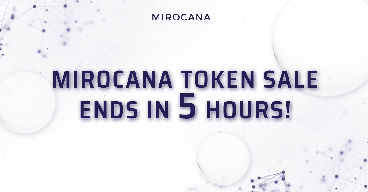 5 hours left till the end of Mirocana Crowdsale! 

We have launched earlier:
- Oanda integration steemit.com/artificialinte…
- Mirocana Alpha prototype steemit.com/trading/@miroc…
- Bittrex connection - steemit.com/artificialinte…

Join Mirocana Token Sale right now app.mirocana.com!