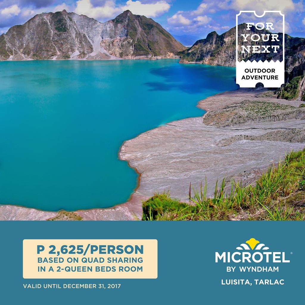 MicrotelPH's tweet image. End 2017 with an epic outdoor adventure at Mt. Pinatubo with Microtel by Wyndham Tarlac! We've got you covered with buffet breakfast, roundtrip transportation from Sta. Juliana to the trekking site, entrance, and conservation fees! Book now at microtel-tarlac.com. #MicrotelPH