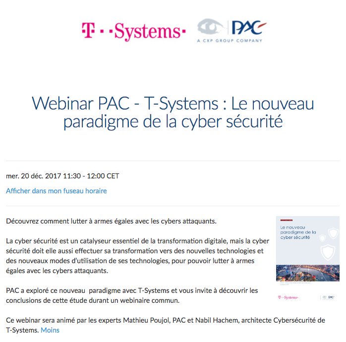 TSystemsFrance's tweet photo. Vous voulez tout savoir sur les moyens de protéger votre entreprise des hackers? Suivez le Webinar organisé par @PAC_FR et @TSystemsFrance avec @m_poujolatPAC et @hachemnabil https://t.co/nUu3tLDIWY #cybersecurity https://t.co/URQhYL8DLZ