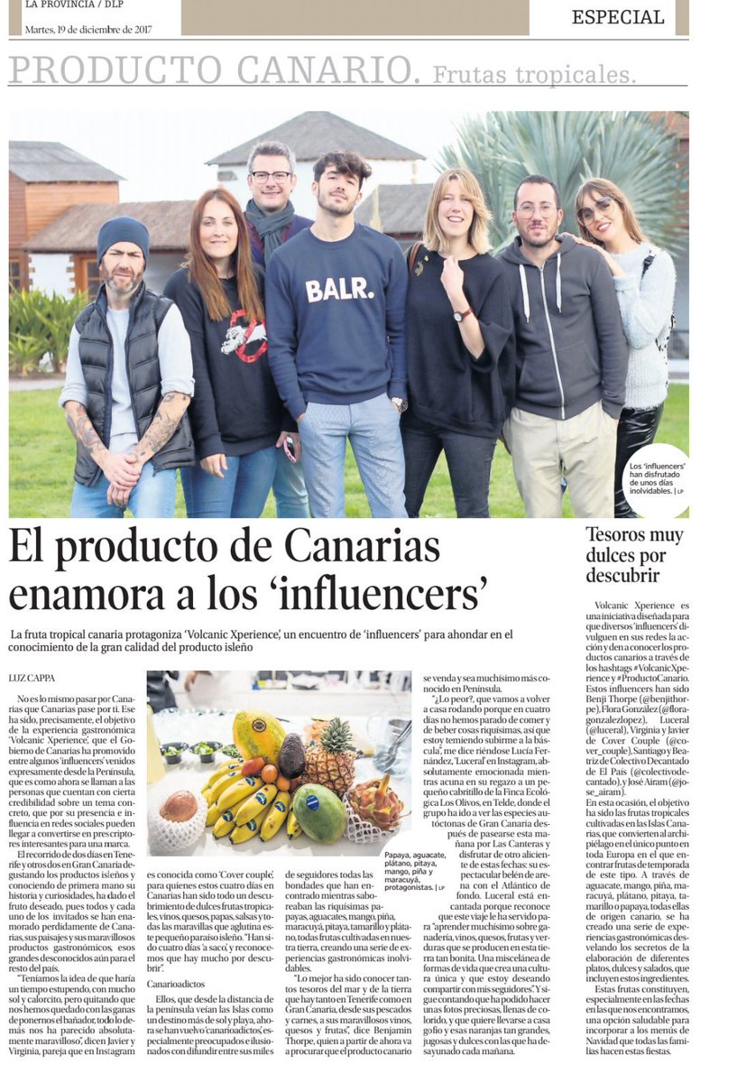 El Gobierno de Canarias promueve entre "influencers" de la Península una serie de encuentros para profundizar en el conocimiento de la gran calidad de los productos canarios bajo la marca #VolcanicXperience #GmrCanarias #Gobcanconelproductolocal