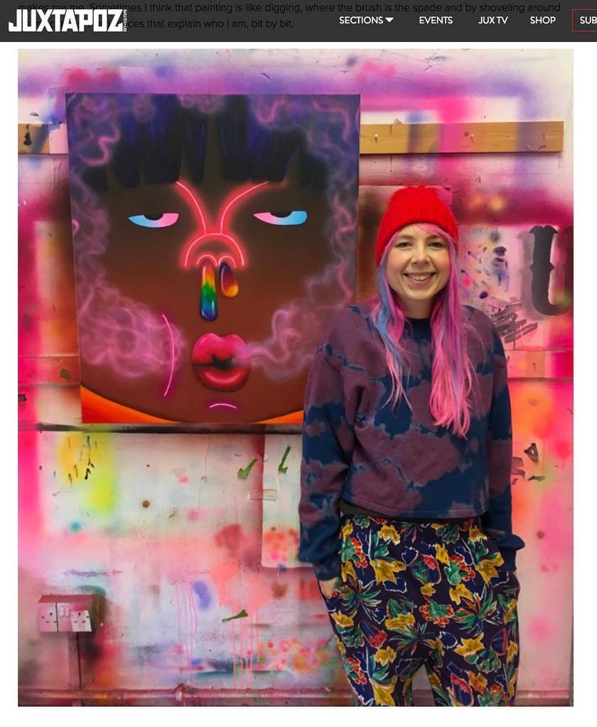 superfuturekid's tweet image. Big thanks to @kristinfarr for interviewing me for Juxtapoz.com. Link is in bio! 🌈🤡💥🍭⭐️🎅🏾💕💯🐖🧜‍♀️🦄🦕🌚