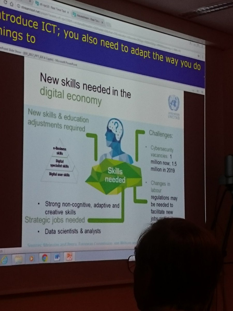 martinrlabbe's tweet photo. @ICT4DatUNCTAD presents their #IER2017 with highlights on the #futureofwork & growing ICT services trade at #IGF2017 #Geneva https://t.co/FyrpgnOpAa